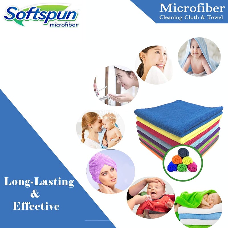 SOFTSPUN Microfiber Baby Hand Face Wipes 30x30 Cms 4 Piece Towel Set 340 GSM Blue Super Soft Silky for Hand Face Body Hypoallergenic Sensitive Skin Wipes Washcloths - Image 3