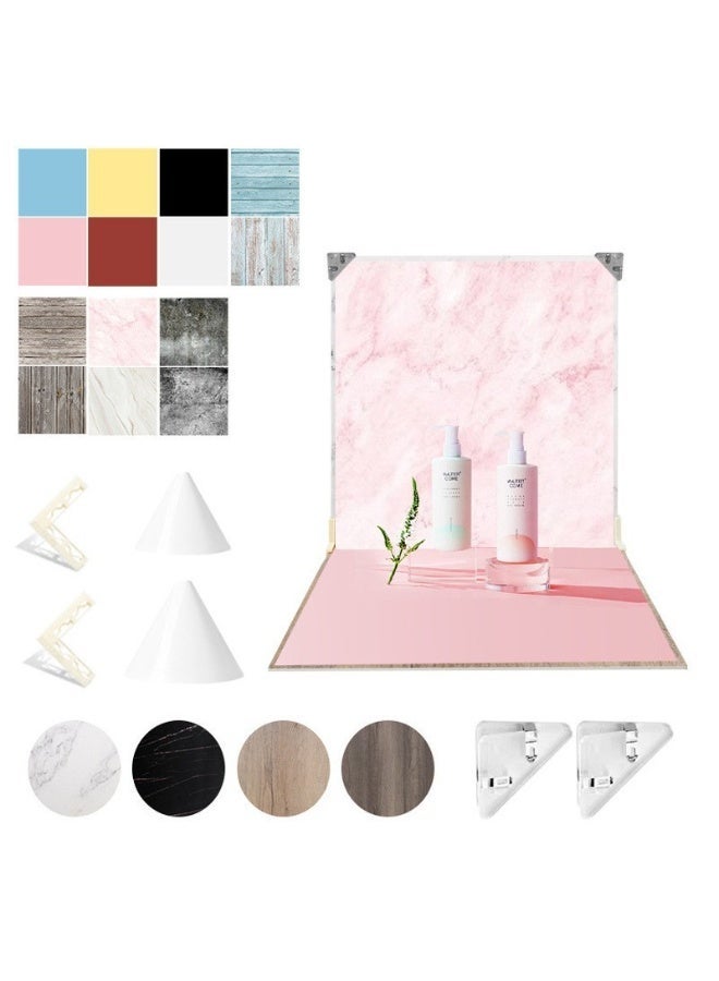 والالا مجموعة مخروط ضوء وخلفية للصور مكونة من 11 قطعة، لوحة إضاءة وظلال، خلفيات تصوير مزدوجة الجوانب، مقاس 60×60 سم، دعامات ورقية مسطحة بدون درزات، مناسبة للتصوير في المجوهرات ومستحضرات التجميل والطعام - Image 1