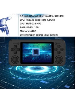 ANBERNIC  RG351P Handheld Game Console, Opening Linux Tony System Built-in 64G TF Card 2500 Classic Games 3.5-inch IPS Screen Retro Game Console (Black)  - Image 3