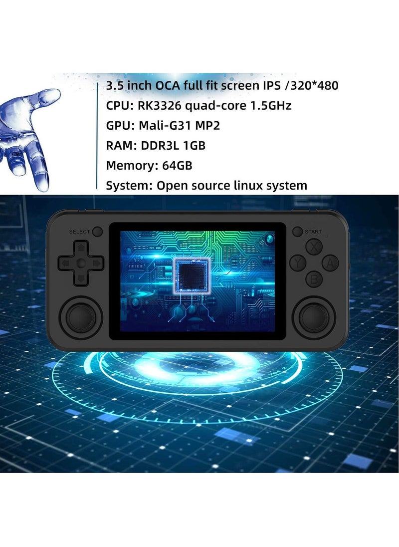 ANBERNIC  - RG351P Handheld Game Console, Opening Linux Tony System Built-in 64G TF Card 2500 Classic Games 3.5-inch IPS Screen Retro Game Console (Black) - Image 1