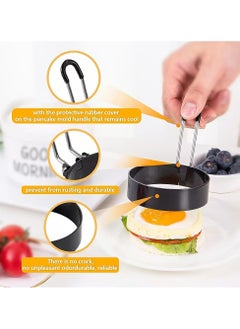 Generic 2Pcs Stainless Steel Egg Frying Ring Metal Circle Shape Fried Poach Pancake Mould with Handle Non Stick Fried Egg Mold Cooking Tools  - Image 5
