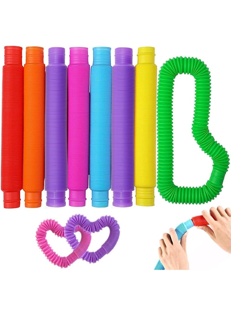 ARGT Large 8 Pcs Pop Tubes Fidget Toys Autism Sensory Toys Fidget Tubes Party Favors for Kids Toddlers Goodie Bag Stuffers ADHD Anxiety Stress Relief Toys for Kids - Image 1
