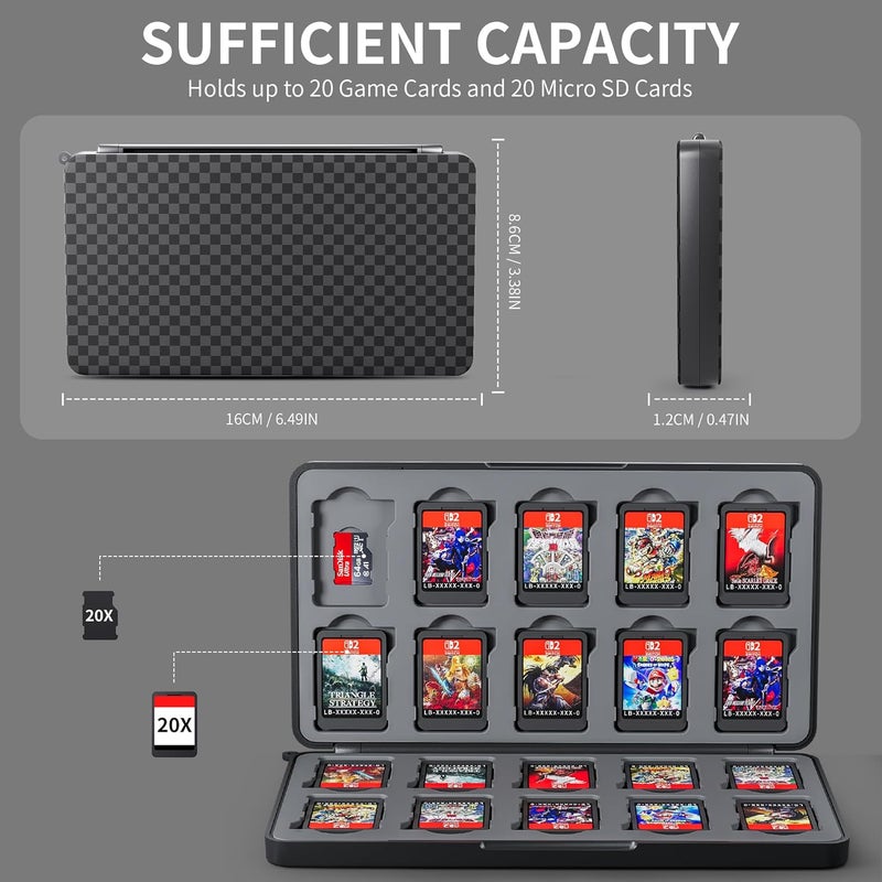 FANPL Game Case Holder for Nintendo Switch Switch 2/1/Switch OLED/Lite, 20 Game Card and 20 Micro SD Card Slots Portable Storage Case for Switch 2, Cartridge Box with Hard Shell & Soft Liner - Image 2