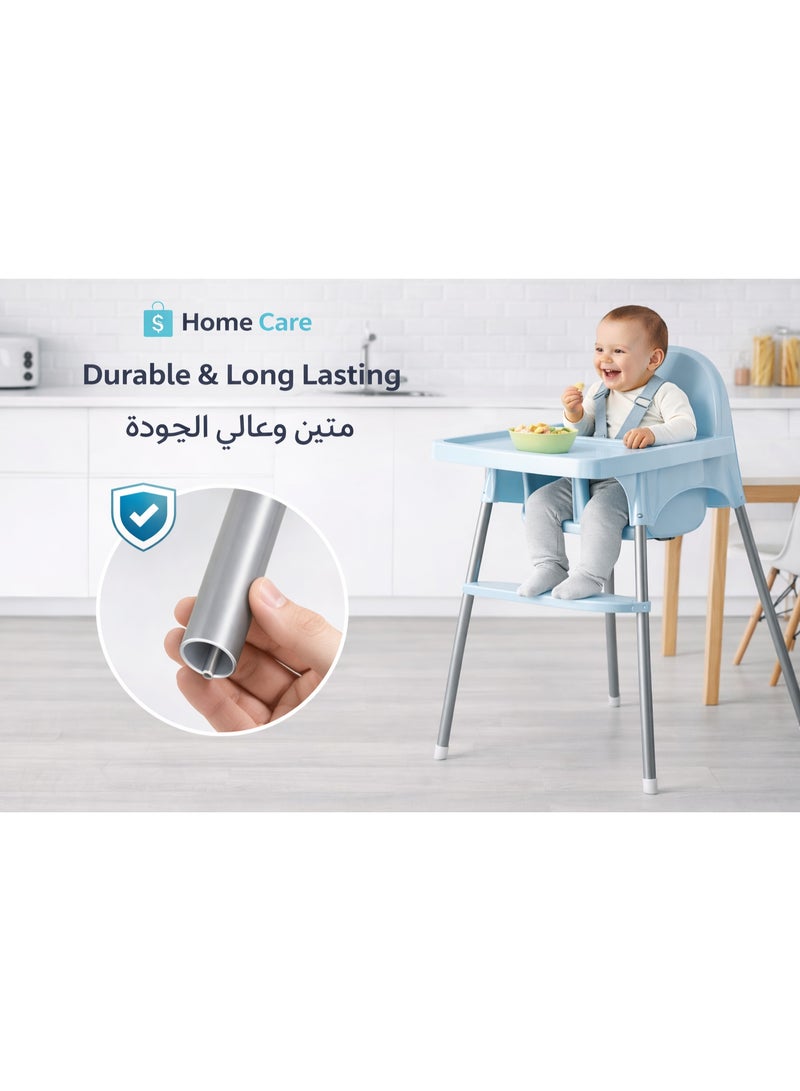 HOMECARE Home Care Blue Baby Feeding High Chair Adjustable Kids Chair with Safety Belt, Removable Tray, Stable and Comfortable Design - Image 5