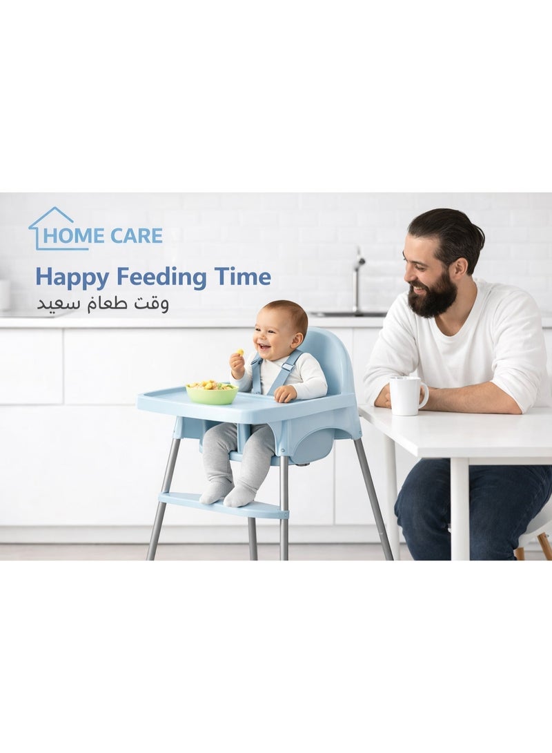 HOMECARE Home Care Blue Baby Feeding High Chair Adjustable Kids Chair with Safety Belt, Removable Tray, Stable and Comfortable Design - Image 2