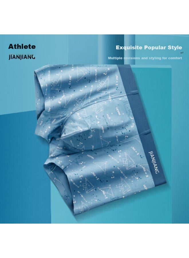 Athlete Jianjian Men's Underwear, Modal Printed Seamless 5a Antibacterial Boxer Briefs, Youth Trendy, 3-pack - Image 1