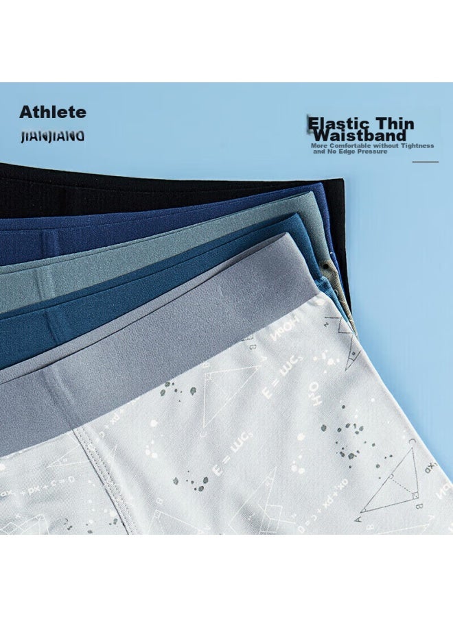 Athlete Jianjian Men's Underwear, Modal Printed Seamless 5a Antibacterial Boxer Briefs, Youth Trendy, 3-pack - Image 3