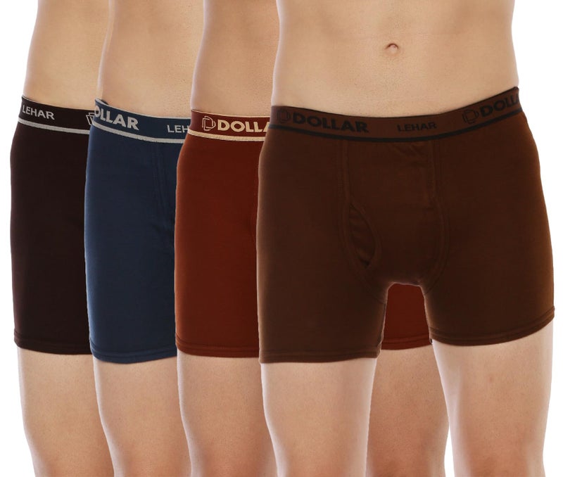 Dollar Lehar Mens Combed Cotton Trunk - Pack of 4 - Actual Colour May Vary - Image 1
