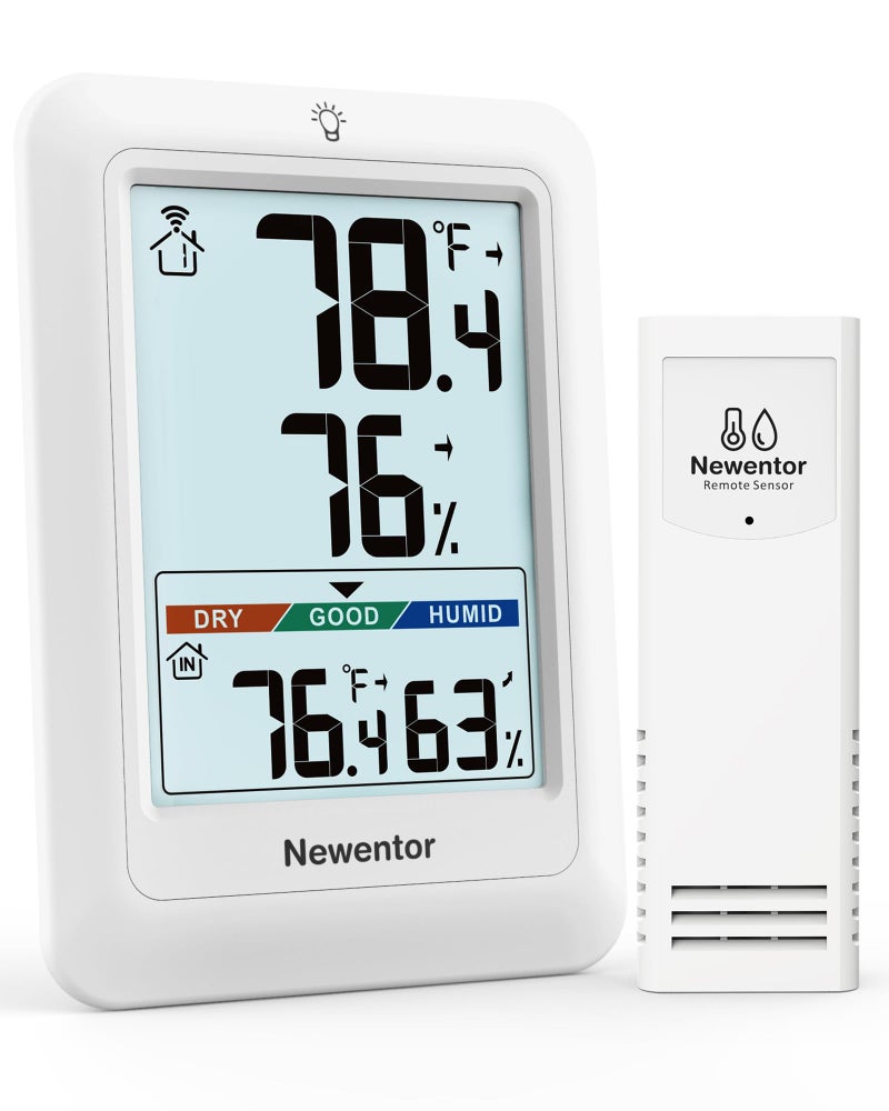 Newentor Indoor Outdoor Thermometer Wireless Weather Stations Wireless Indoor Outdoor Outdoor Thermometers for Patio House Outside Inside Thermometers with Comfort Indicator White with 1 Sensor - Image 2
