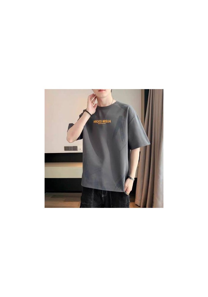 Men's Short-sleeved T-shirt Summer New Fashion Brand Korean-style Slim-fit Ice Silk Top All-match Half-sleeved T-shirt for Teenagers