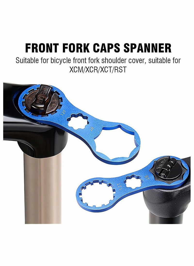 Y&D - Bicycle Wrench, Bike Front Fork Shoulder Cover Wrench Cap Removal and Installation Spanner Tool, Repair Tool for XCM/XCT/RST MTB Bike, 2 Pcs, Blue Red - Image 1