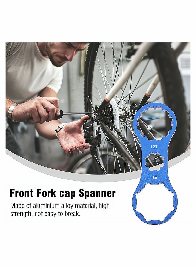 Y&D - Bicycle Wrench, Bike Front Fork Shoulder Cover Wrench Cap Removal and Installation Spanner Tool, Repair Tool for XCM/XCT/RST MTB Bike, 2 Pcs, Blue Red - Image 1