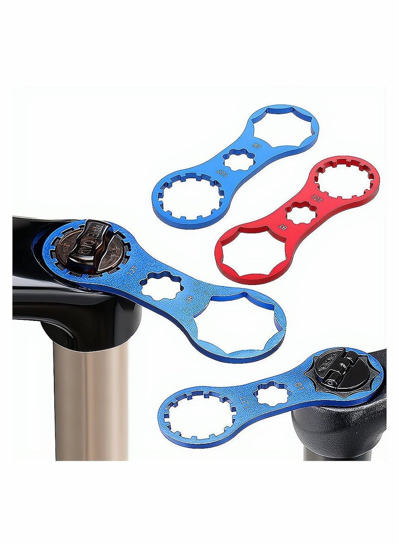 Y&D - Bicycle Wrench, Bike Front Fork Shoulder Cover Wrench Cap Removal and Installation Spanner Tool, Repair Tool for XCM/XCT/RST MTB Bike, 2 Pcs, Blue Red - Image 1