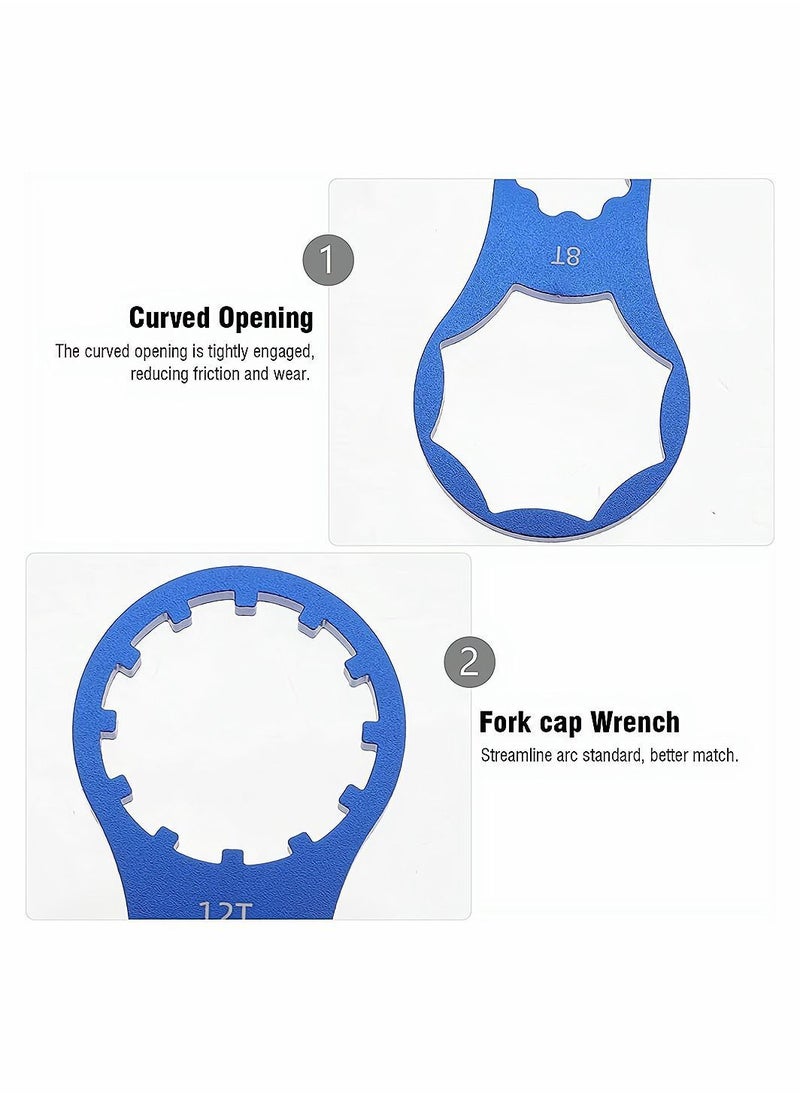 Y&D - Bicycle Wrench, Bike Front Fork Shoulder Cover Wrench Cap Removal and Installation Spanner Tool, Repair Tool for XCM/XCT/RST MTB Bike, 2 Pcs, Blue Red - Image 1