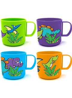 ArtCreativity Dinosaur Mugs For Kids Set Of 4 Plastic Dino Cups In Assorted Colors & Designs Dinosaur Party Favors Dinosaur Gifts For Boys And Girls Unique Table Decorations For Themed Parties  - Image 1