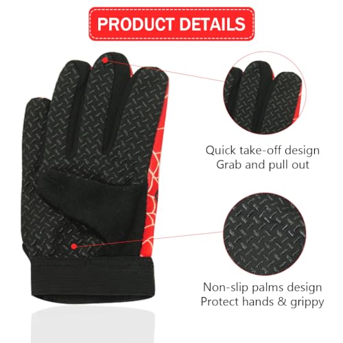 PROBEROS Cotton Kids Riding Gloves, Red Hero Cartoon Print Outdoor Thermal Anti-Slip Palm Design Gloves, Protective Full Finger Adjustable Wrist, Age for 2-5 Kids - S, Cycling - Image 4
