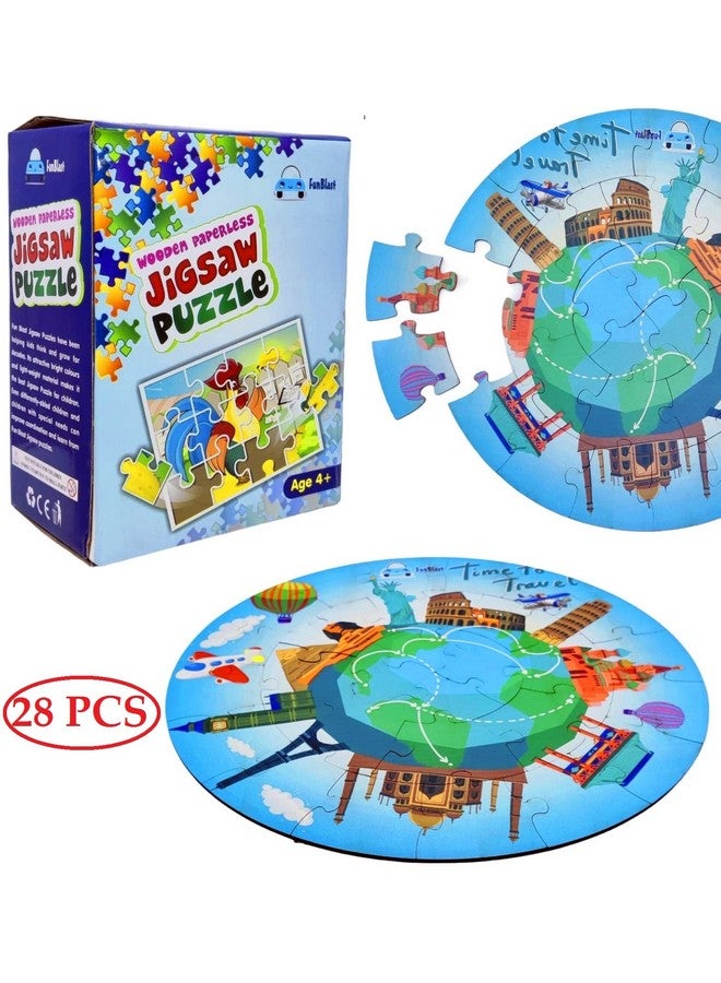 فنبلاست ألغاز الصور المقطوعة الخشبية من فن بلاست للأطفال - مجموعة ألغاز الصور المقطوعة الخشبية من عالم بلا ورق، ألغاز أرضية يمكنك صنعها بنفسك للأولاد والبنات، ألعاب تعليمية للأطفال (28 قطعة؛ متعددة الألوان) - Image 2