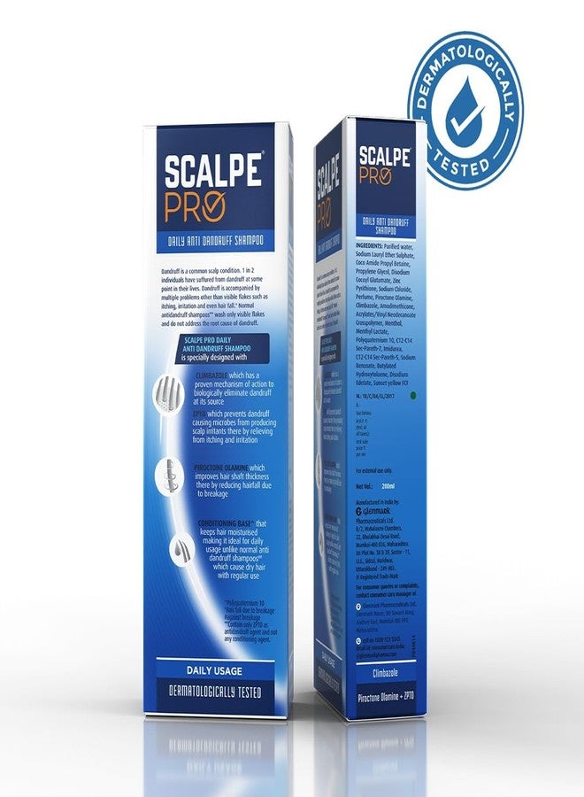 Scalpe Pro Daily Anti-Dandruff Shampoo | Removes Dandruff from Source | Helps with Itching, Irritation & Redness accompanying Dandruff | Scalpe Science | Climbazole & ZPTO Formulation | Strong & Smooth Hair | Daily Use | Dermatologically Tested Solution | For Women & Men | 200ml | Pack of 4 - Image 5