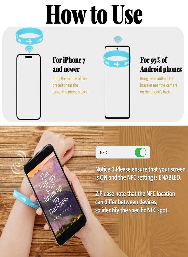 جيريفي مجموعة جيريفاي المكونة من 10 أساور سيليكون تحمل عبارة "يسوع يحبك" مع تقنية NFC، أساور بآيات من الكتاب المقدس، أساور مسيحية تحمل صورة يسوع، أساور ملهمة، هدايا عيد الميلاد المسيحية للرجال والنساء والمراهقين - Image 3