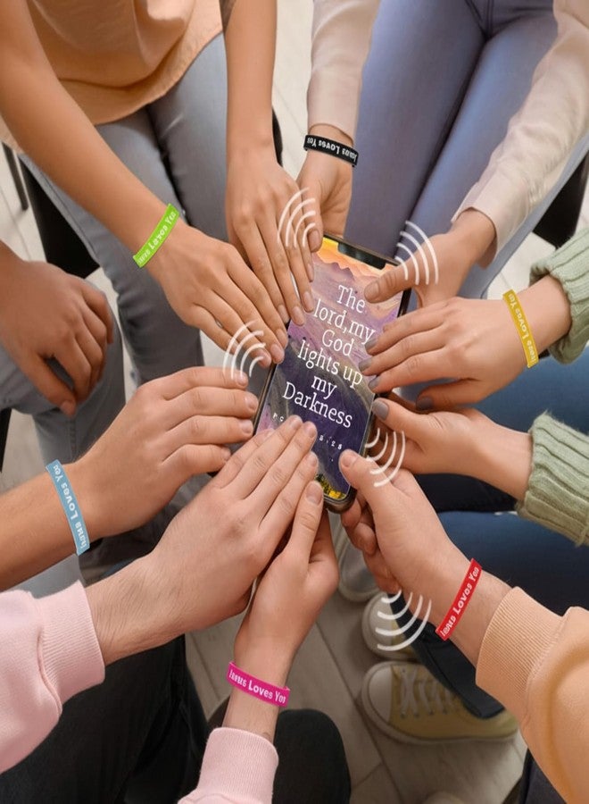 جيريفي مجموعة جيريفاي المكونة من 10 أساور سيليكون تحمل عبارة "يسوع يحبك" مع تقنية NFC، أساور بآيات من الكتاب المقدس، أساور مسيحية تحمل صورة يسوع، أساور ملهمة، هدايا عيد الميلاد المسيحية للرجال والنساء والمراهقين - Image 4