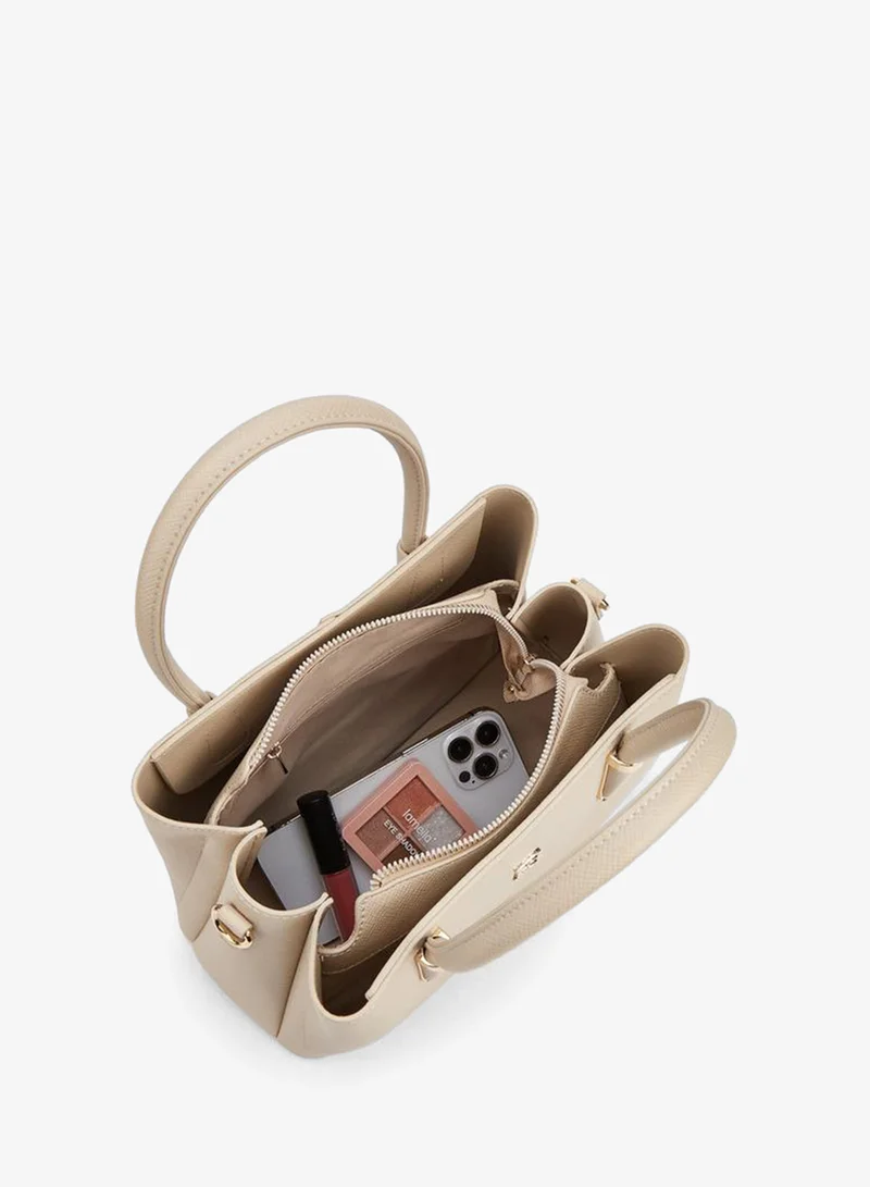 Flora Bella By Shoexpress BEIGE Textured Tote Bag With Detachable Strap for Women | Best Price UAE
