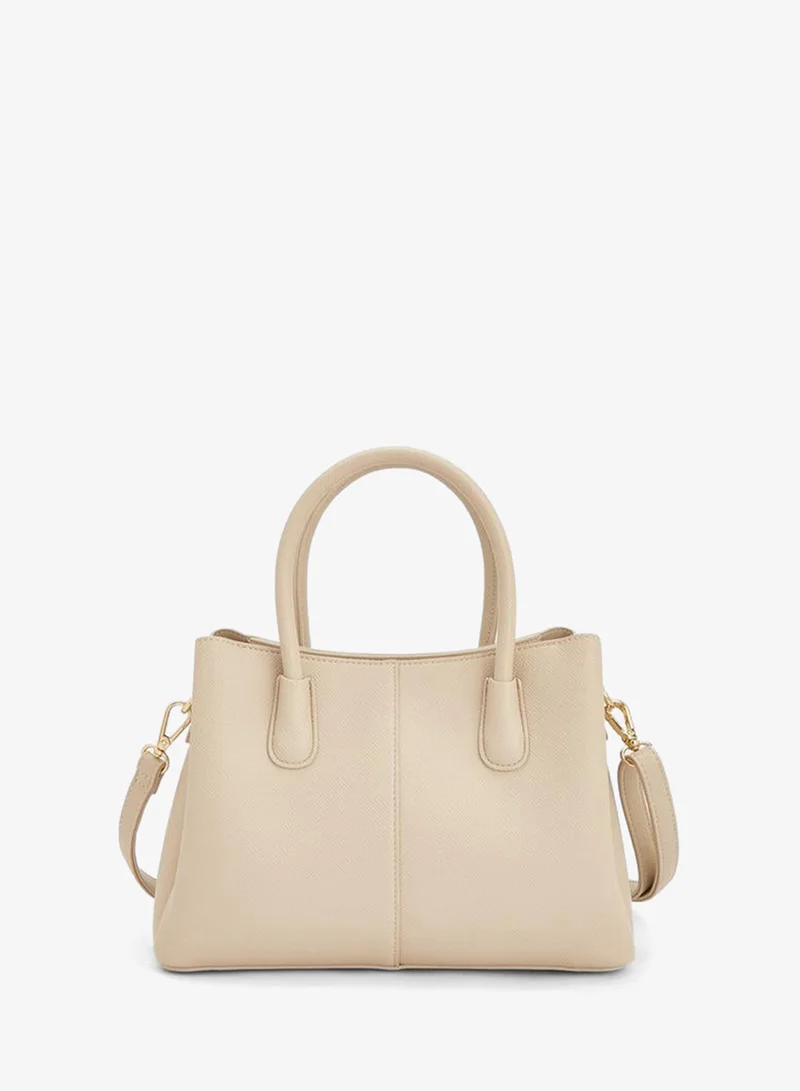 Flora Bella By Shoexpress BEIGE Textured Tote Bag With Detachable Strap for Women | Best Price UAE