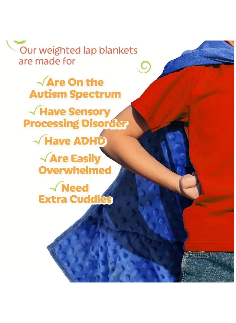 Fabienne Weighted Lap Blanket for Kids 3Lbs Dotted Minky Weighted Lap Pad for Kids with Sensory Processing Issues Like Autism or ADHD 56x48cm Blue/Grey  - Image 5