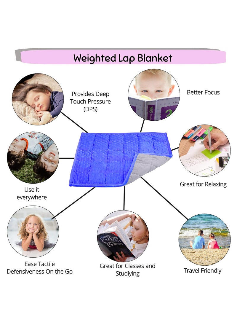 Fabienne Weighted Lap Blanket for Kids 3Lbs Dotted Minky Weighted Lap Pad for Kids with Sensory Processing Issues Like Autism or ADHD 56x48cm Blue/Grey  - Image 3