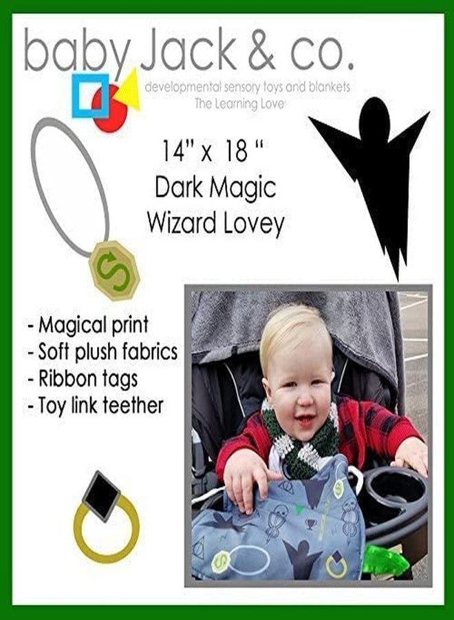 The Learning Lovey Baby Sensory, Security & Teething Closed Ribbon Tag Lovey Blanket with Minky Dot Fabric: 14”X18” (Dark Magic) - Image 3