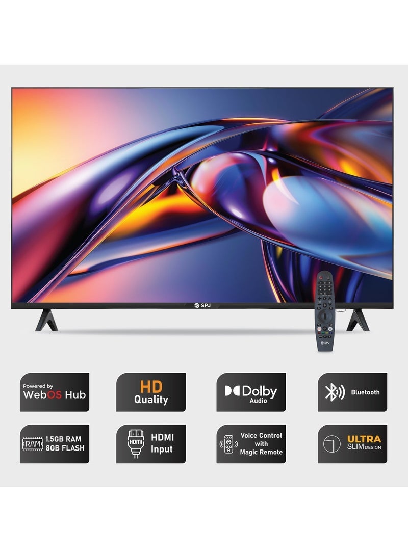SPJ 32 Inch HD Smart LED TV, WebOS Smart TV, Magic Remote, WiFi & Bluetooth, Netflix, YouTube & Prime Video, HDMI & USB Ports, Ultra Slim Design, Black - Image 4