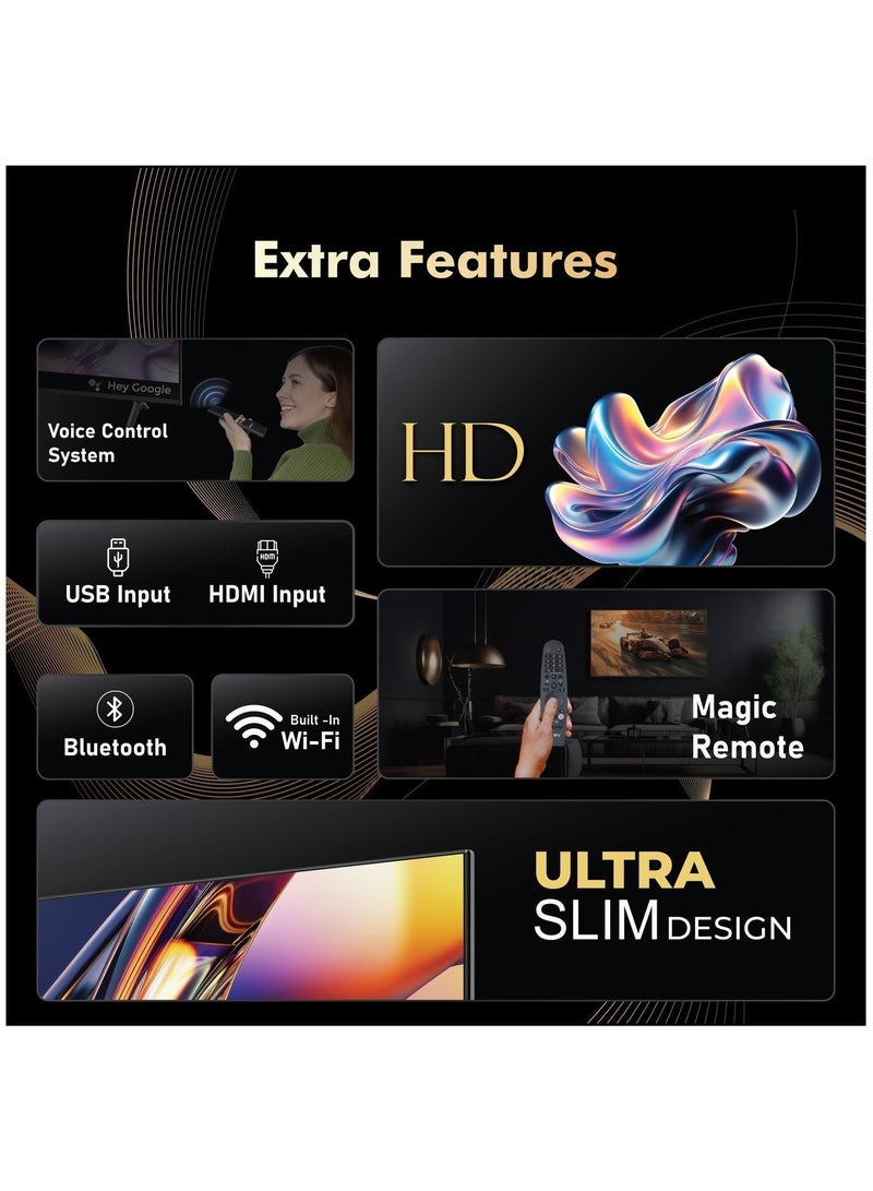 SPJ 32 Inch HD Smart LED TV, WebOS Smart TV, Magic Remote, WiFi & Bluetooth, Netflix, YouTube & Prime Video, HDMI & USB Ports, Ultra Slim Design, Black - Image 5