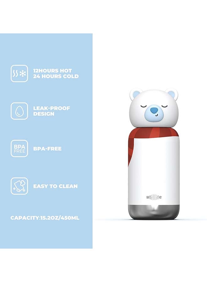 Utilife Zoofiesta Kids Insulated Water Bottle - Polar Bear Design - Leak-Proof & BPA-Free - Image 2