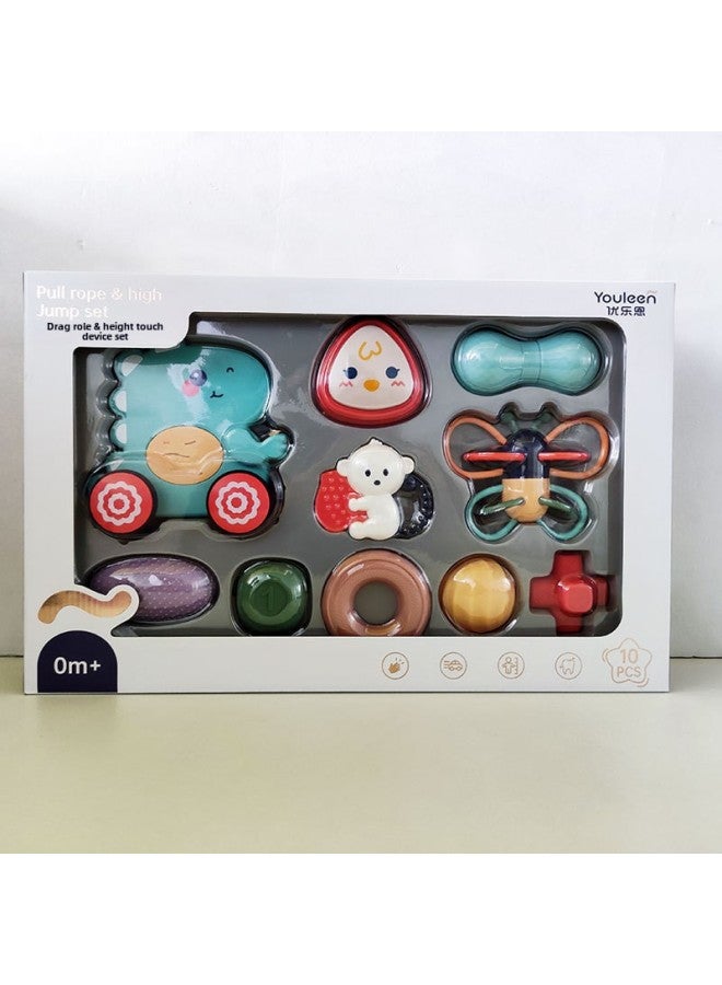 Baby Hand Rattle Baby Educational Early Education Toy Gum Bite Toy Plastic Newborn Toy Rattle Set-Specifications:【new】 Teeth Box Touch Height Device Growth Suit 9335 - Image 4