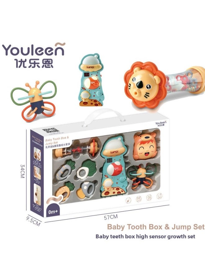 Baby Hand Rattle Baby Educational Early Education Toy Gum Bite Toy Plastic Newborn Toy Rattle Set-Specifications:【new】 Teeth Box Touch Height Device Growth Suit 9335 - Image 1