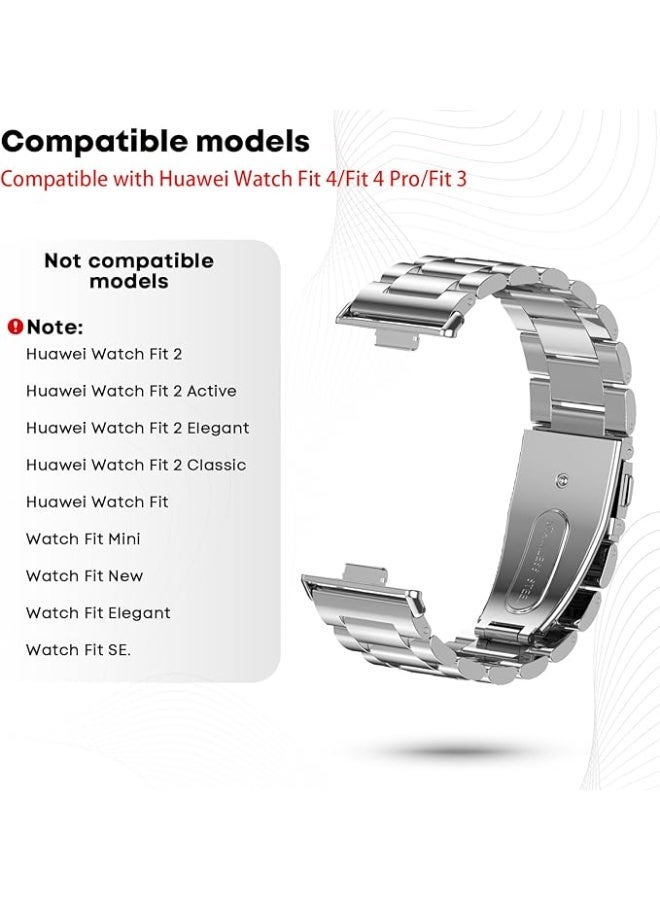 Metal Bracelets Compatible with Huawei Watch Fit 4/4 Pro/Fit 3 Bracelet, Stainless Steel Replacement Strap  For Huawei Fit 4/3 Watch Strap  For Women Men - Image 4
