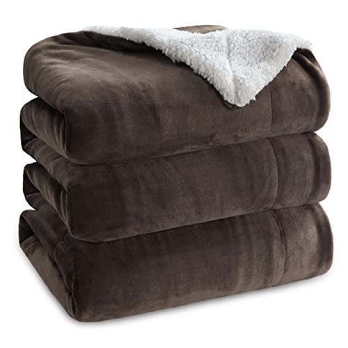 Bedsure Bedsure Sherpa Fleece Blankets King Size for Bed  Thick and Warm Soft Fuzzy Plush King Blanket for Winter Brown 108x90 Inches 
