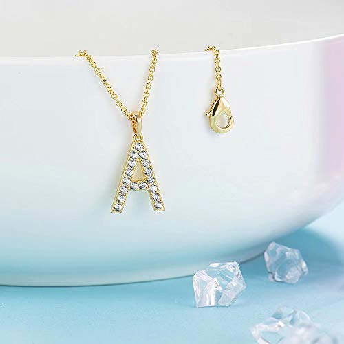 Tarsus A Initial Letter 14K Gold Plated Alphabet Pendant Necklace Monogram charm cubic zirconia Jewelry Gifts for Women Teen - Image 3