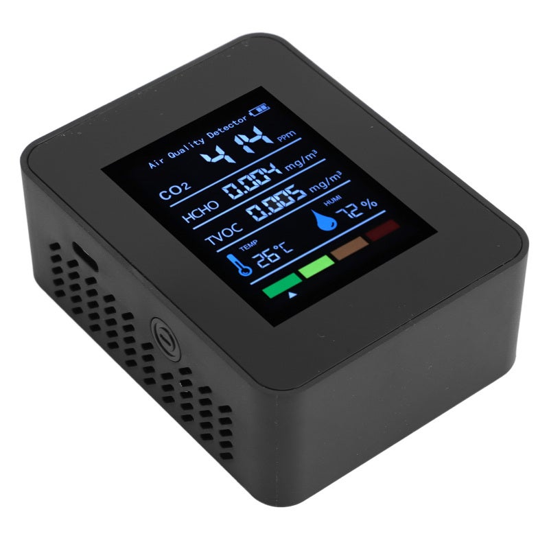Portable Air Quality Detector CO2 TVOC HCHO Humidity Temperature 5 in 1 Multifunctional Indoor Air Quality Tester Meter White - Image 2