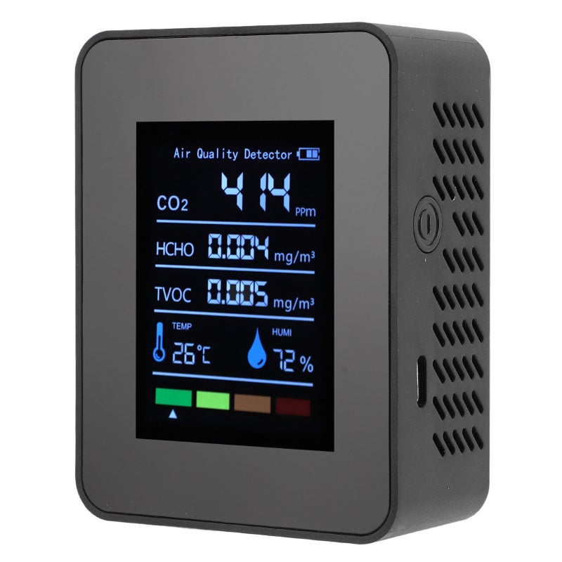 Portable Air Quality Detector CO2 TVOC HCHO Humidity Temperature 5 in 1 Multifunctional Indoor Air Quality Tester Meter White - Image 3