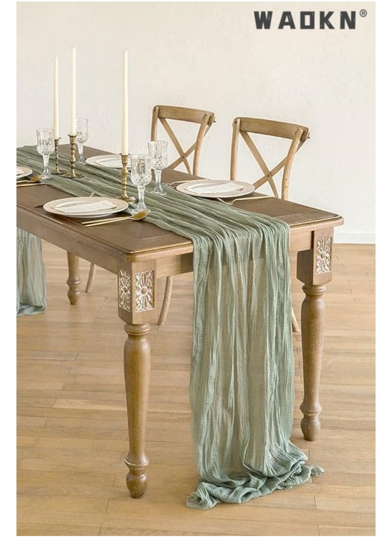WAOKN Cheesecloth Table Runner 35 x 118 Inch Gauze Tablecloth Boho Wedding Decor 10 Ft Rustic Wedding Decorations Vintage Table Centerpieces for Wedding Reception Bridal Shower Birthday  - Image 2