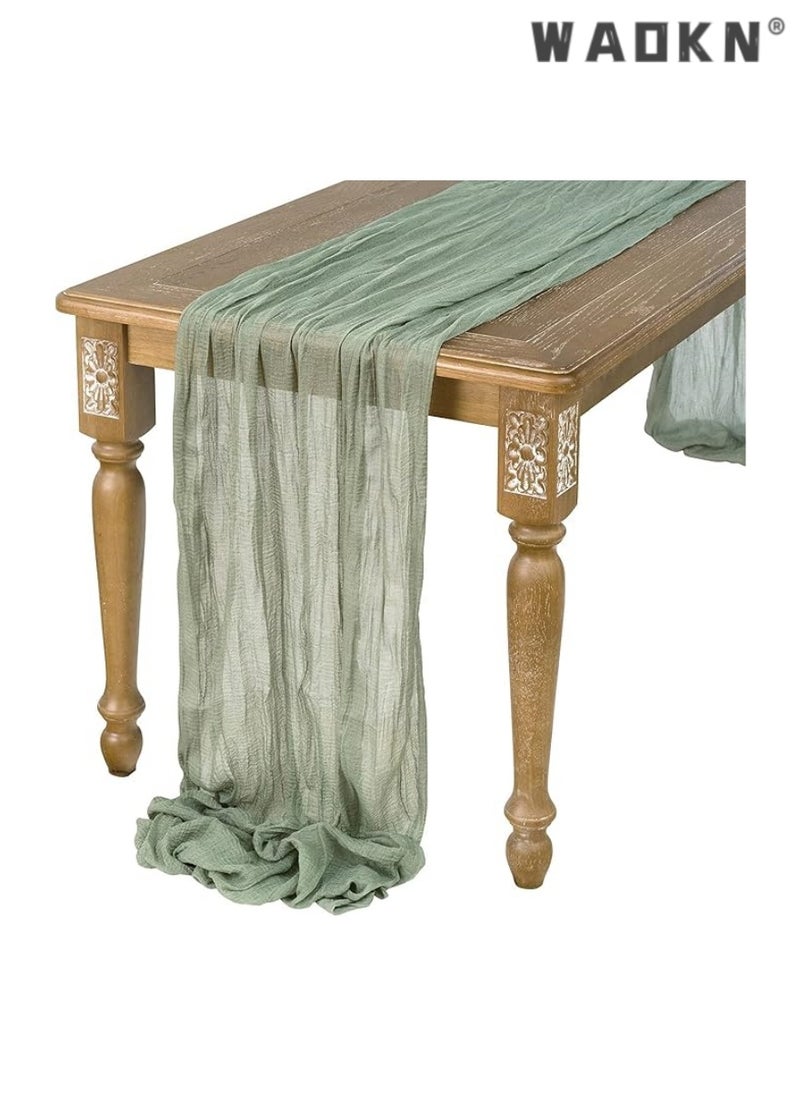 WAOKN Cheesecloth Table Runner 35 x 118 Inch Gauze Tablecloth Boho Wedding Decor 10 Ft Rustic Wedding Decorations Vintage Table Centerpieces for Wedding Reception Bridal Shower Birthday  - Image 1