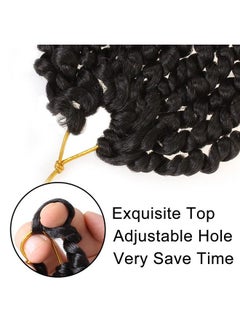 Leeven Pre Twisted Passion Twist Crochet Hair 10 Inch 8 Packs Pre Looped Ombre Blonde Bomb Twists 3 Tone Short Curly Bohemian Synthetic Braiding Hair For Black Women 12 Strands/Pack #1B/30/27  - Image 5