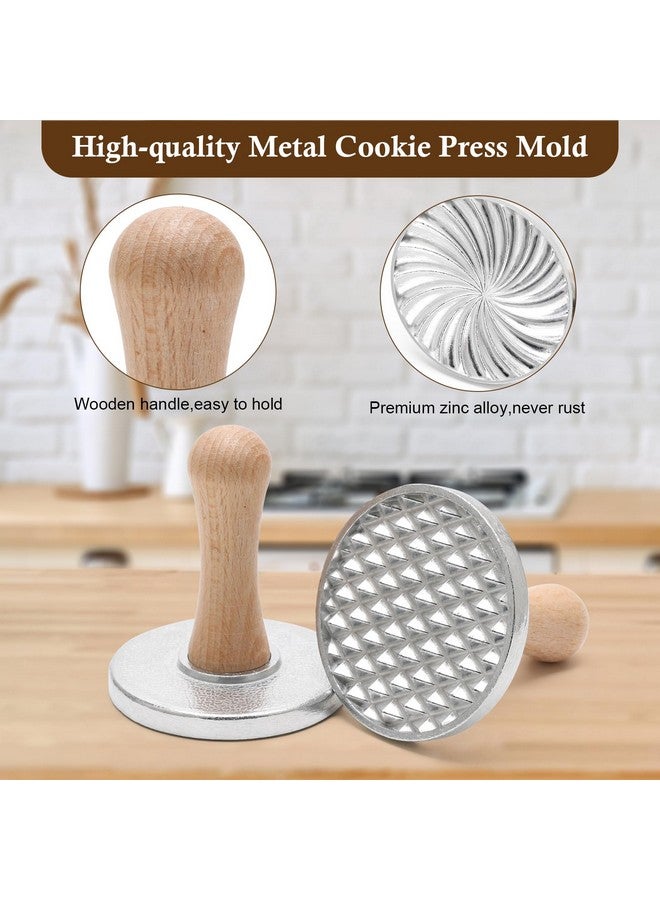 Luxiv 3+5 Cookie Stamps Biscuit Cutter Set, Luxiv 3 Molds Metal Cookie Press Mold Wooden Handle Biscuit Embossing Stamp Mold, 5 Size Cookie Cutter Tool, Hand-press Cookie Stamper for DIY Baking Tool - Image 4