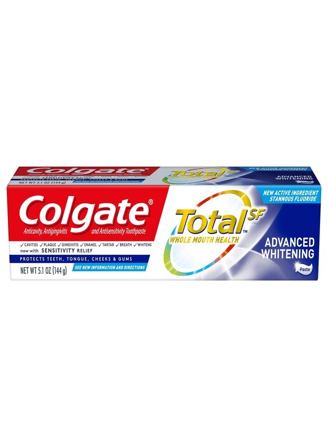 Colgate Total Advanced Whitening Toothpaste with Fluoride, Multi Benefit Toothpaste with Sensitivity Relief and Cavity Protection - 5.1 ounce - Image 1