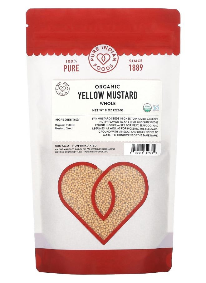 Pure Indian Foods - Organic Yellow Mustard Whole 8 oz (226 g) - Image 1