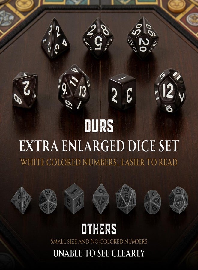 WizardsArcanum D&D Dice Set, 7PCS mini Dice with Pocket Watch Case, Easy-to-Read Colored Numbers, Dungeons and Dragons RPG Game Dice Set with Watch Shell, Dragon Design Bronze - Image 3