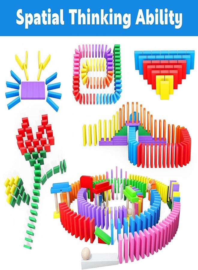 REMANG 120Pcs Wooden Creative Educational Play Toy Dominos Building Block Game for Kids/Men/Women Relaxing Stacking Game, Family Fun Party Toy (Multicolor) - Image 3