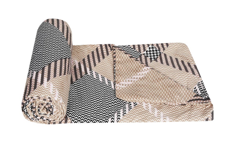 la' amour Super Premium Quilt Cover Double Bed with Zipper Blanket Cover/rajai Cover/Comforter Cover/Duvet Cover King Size Soft Cotton Breathable Skin Friendly Stuff 90x100 Inches, Color- Beige Black - Image 4