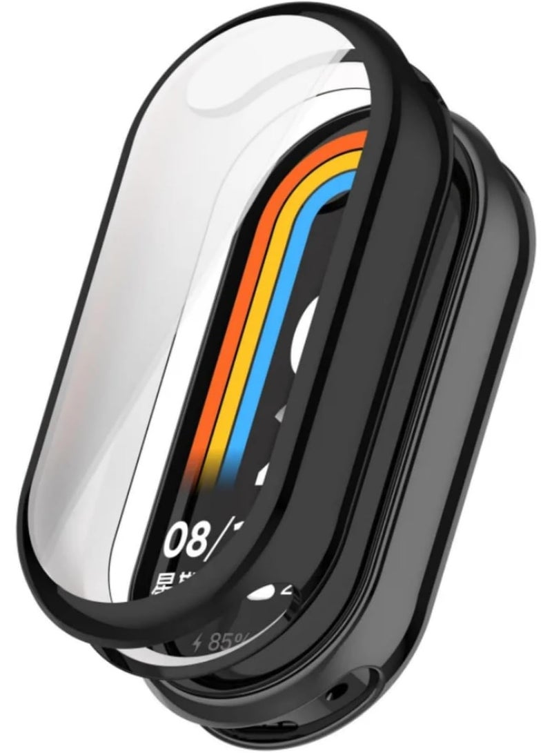 Case Compatible with Xiaomi Mi Band 9 /10  Smart Band 9/10 Case - 2x TPU Silicone Fitness Tracker Cover - Transparent/Black - Image 2