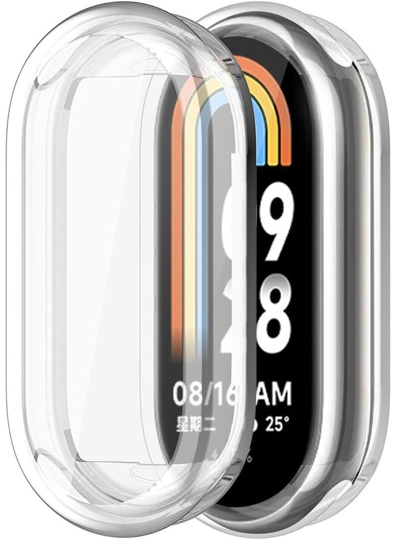Case Compatible with Xiaomi Mi Band 9 /10  Smart Band 9/10 Case - 2x TPU Silicone Fitness Tracker Cover - Transparent/Black - Image 3